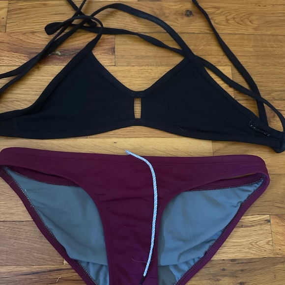 Jolyn Clothing Black and Burgundy Bikini Set - Picture 1 of 3
